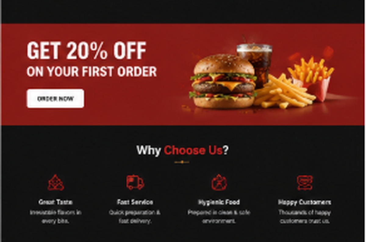 Fast food concept — offers & why choose us